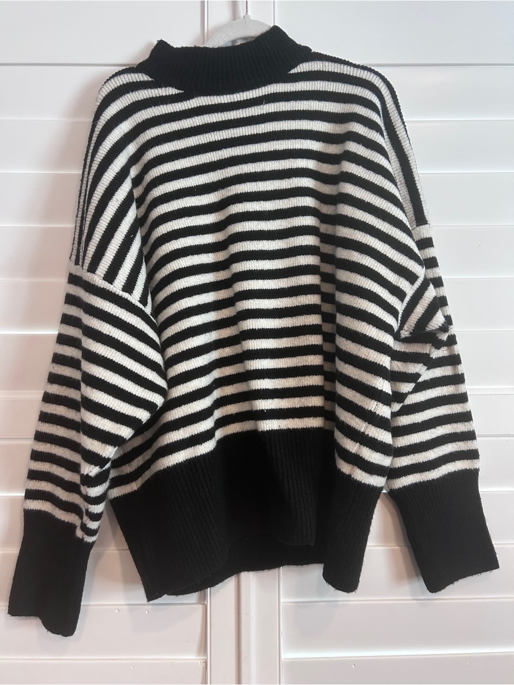 City Chic Mockneck Striped Sweater Black White Size 20